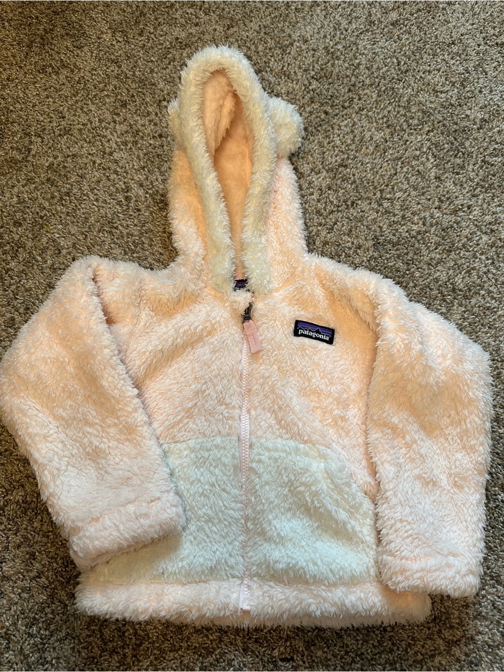 Patagonia Kids' Hooded Fleece Jacket - Light Pink/Cream